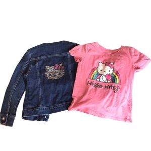 Hello Kitty Sanrio Jean denim jacket and Pink Top 6 and 6/7